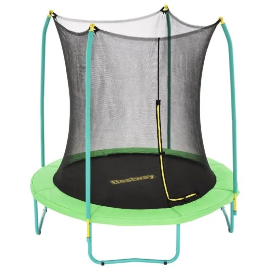bestway 2.44m x 2.50m xtreme air trampoline 1 trampoline 1 spring-loading tool 4 anchors 8 foot pads age 6